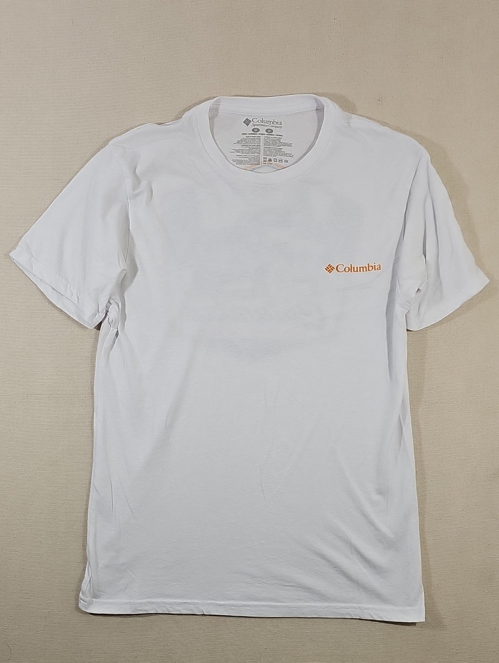 Columbia White Short-Sleeve Tee with Orange Logo